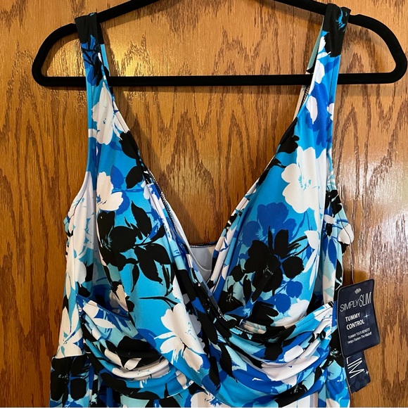 Catalina Simply Slim Blue Floral Swim Dress 2X NWT - Picture 5 of 8